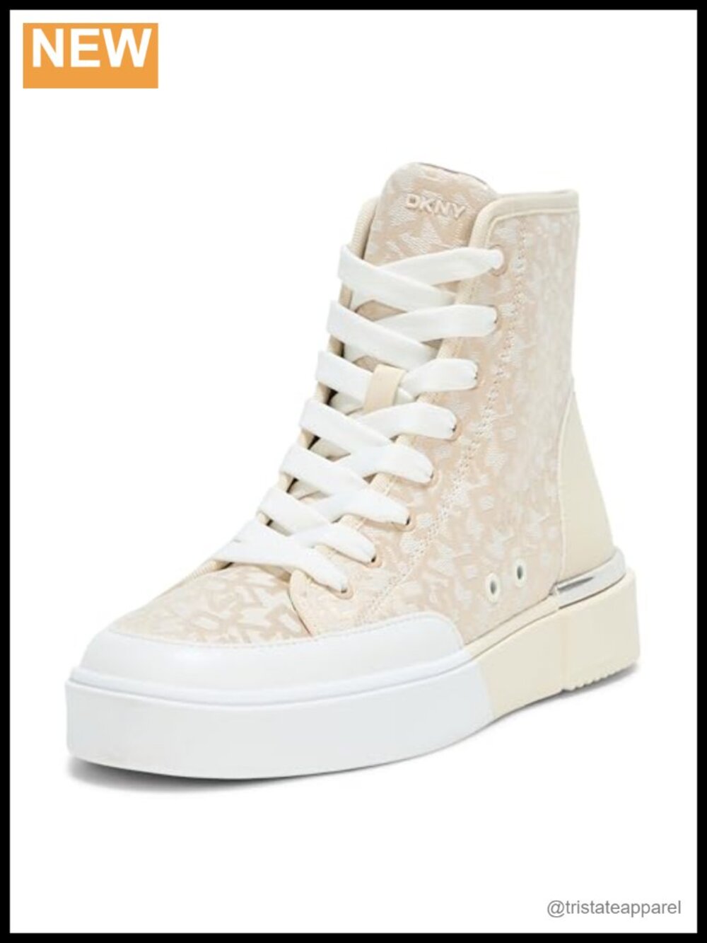 DKNY Women's Bitsy Logo High Top Sneaker, Hemp & Rubber, Lace-Up, Round Toe
